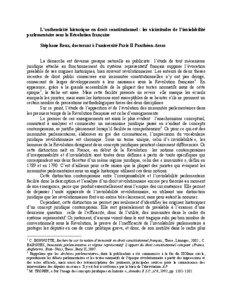 L’authenticité historique en droit constitutionnel : les vicissitudes de l’inviolabilité parlementaire sous la Révolution française Stéphane Roux, doctorant à l’université Paris II Panthéon-Assas