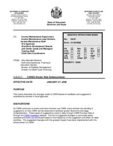 CARES Worker Web Enhancements, Operations Memo 06-07