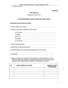 Foreign Exchange (Bureaux de Change) Regulations, 2008 G.N. No. 88 (cont.) FORM BDCA FIRST SCHEDULE [RegulationsandAPPLICATION/RENEWAL FORM OF BUREAU DE CHANGE LICENCE