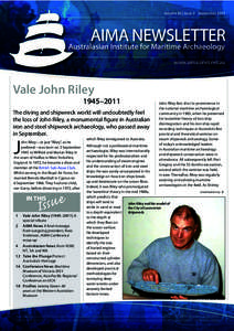 Volume 30 | Issue 3 September[removed]AIMA NEWSLETTER Australasian Institute for Maritime Archaeology www.aima.iinet.net.au