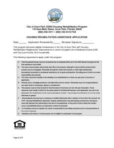 City of Avon Park CDBG Housing Rehabilitation Program 110 East Main Street, Avon Park, Florida[removed]4411  ([removed]FAX HOUSING REHABILITATION ASSISTANCE APPLICATION Date: