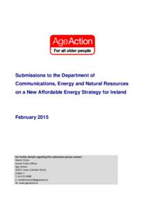 Submissions to the Department of Communications, Energy and Natural Resources on a New Affordable Energy Strategy for Ireland February 2015