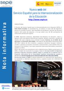 Nueva web del Servicio Español para la Internacionalización de la Educación Nota informativa