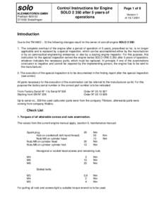 solo KLEINMOTOREN GMBH PostfachD71050 Sindelfingen  Control Instructions for Engine