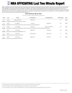 Below is the league’s assessment of officiated events that occurred in the last two minutes of last night’s games which were within five points at the two-minute mark (and during overtime, where applicable). The play