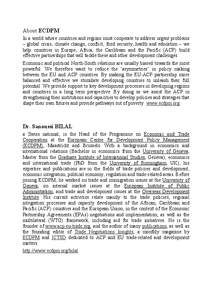 Economic Partnership Agreements / International economics / African /  Caribbean and Pacific Group of States / ACP–EU development cooperation / International trade / International relations / European Centre for Development Policy Management