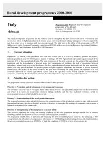Rural development programmes[removed]Italy Abruzzi  Programme title: Regional rural development