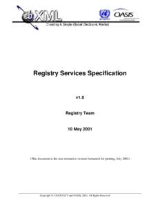 Registry Services Specification  v1.0 Registry Team