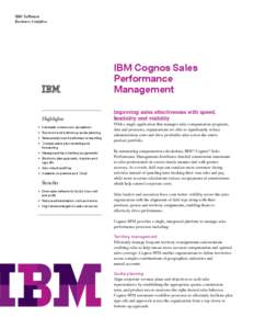 IBM Software Business Analytics IBM Cognos Sales Performance Management