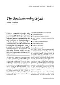 Business Strategy Review, 2000, Volume 11 Issue 4, pp[removed]The Brainstorming Myth