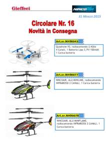 31 MARZOArt.nr.NH90043 Quadrone XS, radiocomando 2.4Ghz 4 Canali, 1 Batteria Lipo 3,7V/150mAh 1 Carica batteria