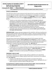 SCHOOL DISTRICT OF ESCAMBIA COUNTY Health Services Department 30 E. Texar Drive, Suite 103 Pensacola, FL[removed]Phone: [removed]