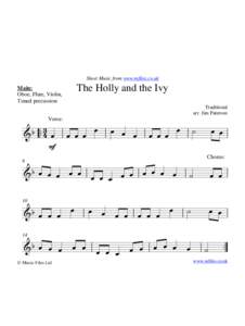 Sheet Music from www.mfiles.co.uk  The Holly and the Ivy Main: Oboe, Flute, Violin,