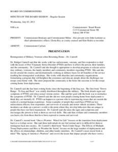 BOARD OF COMMISSIONERS MINUTES OF THE BOARD SESSION – Regular Session Wednesday, July 03, 2013 9:00 a.m.  Commissioners’ Board Room