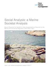 Social Analysis: a Marine Societal Analysis Report Prepared for Sweden’s Initial Assessment as Required by the Marine Environmental Regulation (SFS 2010:Havs- och vattenmyndighetens rapport 2012:7