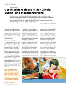 Unterrichtsfragen  Kinder verstehen Geschlechterbalance in der Schule: Buben- und mädchengerecht!