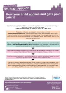 sound advice on  STUDENT FINANCE How your child applies and gets paid