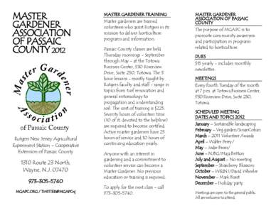 MASTER GARDENER ASSOCIATION OF PASSAIC COUNTY 2012