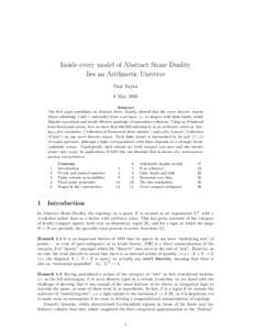 Inside every model of Abstract Stone Duality lies an Arithmetic Universe Paul Taylor 8 May 2005 Abstract The first paper published on Abstract Stone Duality showed that the overt discrete objects