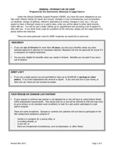 Employee benefit / Disability / Ontario Disability Support Program / Federal assistance in the United States / Government / Health / Health and welfare trust / Canada / Employment compensation / Health insurance / Ministry of Community and Social Services