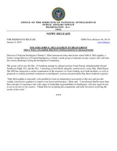 OFFICE OF THE DIRECTOR OF NATIONAL INTELLIGENCE PUBLIC AFFAIRS OFFICE WASHINGTON, D.C[removed]NEWS RELEASE