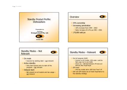 Standby Product Profile - Dishwashers