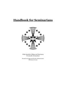 Handbook for Seminarians  Holy Apostles College and Seminary Cromwell, Connecticut Revised and Approved by the Administration February 18, 2015
