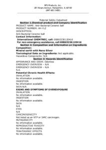 RPS Products, Inc. 281 Keyes Avenue, Hampshire, IL[removed]3400) ----------------------------------------------------------------------------------------------------Material Safety Datasheet Section 1.Chemical pro