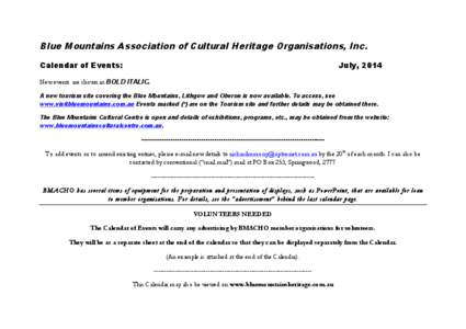 Microsoft Word - BMACHO Calendar of Events.doc