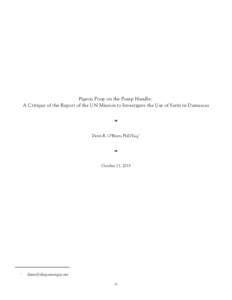 Pigeon Poop on the Pump Handle: A Critique of the Report of the UN Mission to Investigate the Use of Sarin in Damascus É