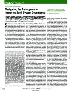 POLICYFORUM SCIENCE AND GOVERNMENT F. Biermann,1,2* K. Abbott,3 S. Andresen,4 K. Bäckstrand,2 S. Bernstein,5 M. M. Betsill,6 H. Bulkeley,7 B. Cashore,8 J. Clapp,9 C. Folke,10,11 A. Gupta,12 J. Gupta,1,13 P. M. Haas,14 A