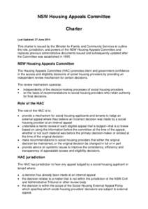 Microsoft Word - DOCUMENT - [Charter] - NSW Housing Appeals Committee Charter - 27 June 2014.DOC