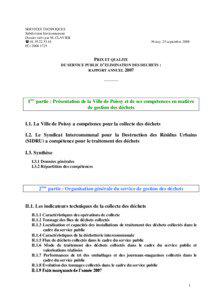 SERVICES TECHNIQUES Subdivision Environnement Dossier suivi par M. CLAVIER