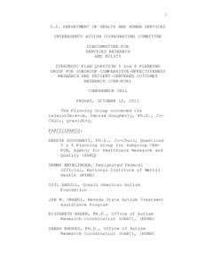 Transcript of the October 12, 2012 proceedings of the Questions 5 and 6 Planning Group Subgroup on Comparative-Effectiveness Research and Patient-Centered Outcomes