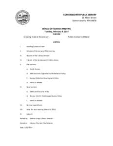 Meetings / Somersworth /  New Hampshire / Agenda