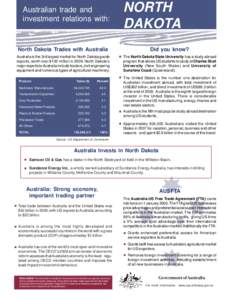 Australian trade and investment relations with: Australia  NORTH