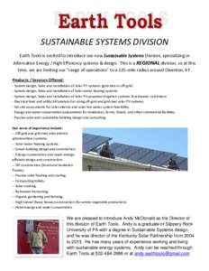 SUSTAINABLE SYSTEMS DIVISION pop-up