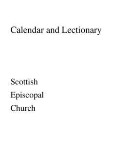 Calendar and Lectionary  Scottish Episcopal Church