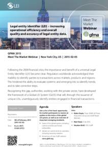 Meet The Market Webinar Legal entity identifier (LEI) – increasing operational efficiency and overall