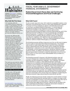 July 8, 2009  Accountability Integrity Reliability Highlights Highlights of GAO-09-805T, a testimony