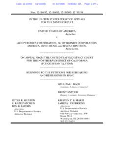 Response to the Petitions for Rehearing and Rehearing En Banc: U.S. v. AU Optronics Corporation, et al.