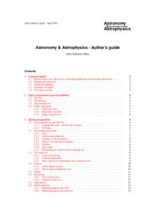 Astronomy & Astrophysics A&A author’s guide - April 2015