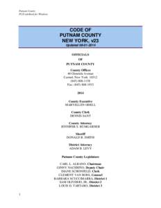 Putnam County PC/CodeBook for Windows CODE OF PUTNAM COUNTY NEW YORK, v23