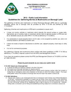 KENAI PENINSULA BOROUGH Land Management Division PHONE: ( ● FAX: (www.kpb.us/land