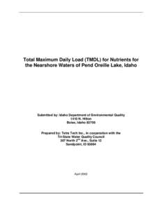 Total Maximum Daily Load (TMDL) for Nutrients for the Nearshore Waters of Pend Oreille Lake, Idaho