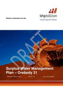 Western Australia Iron Ore  Surplus Water Management Plan – Orebody 31 Department: Water Practice