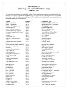 Microsoft Word - P-Card Approved Contract List October 2014