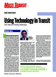 Best practices  Using Technology in Transit GPS / Real-Time Tracking / Mobile Apps  Belmont, Mass.