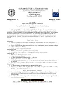 DEPARTMENT OF ELDERLY SERVICES Community Services Administration City of New Haven 165 Church Street New Haven, CT[removed]John DeStefano, Jr.