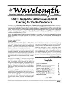 Wavelength  Canadian Society for Independent Radio Production Issue 2